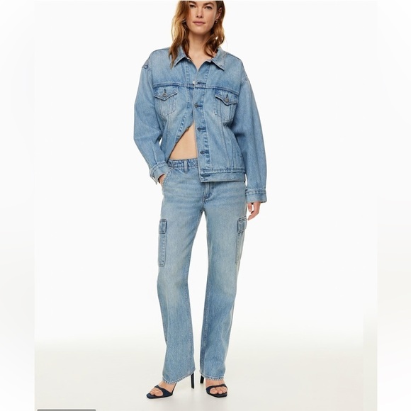 Aritzia Denim - Denim Forum The '90s Edie Lo-rise Cargo Jean in 7 Yrs Pctr Ths Bleu Size 24 NWOT